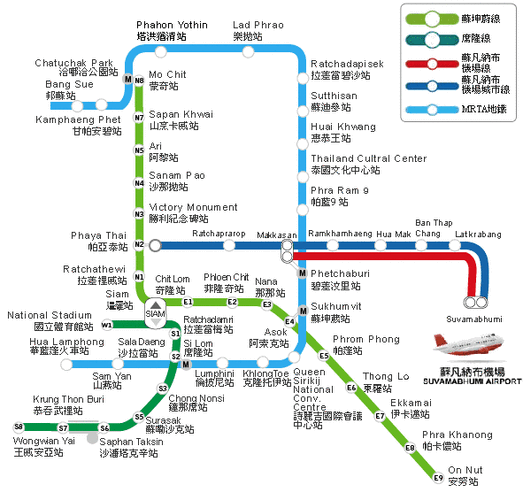 泰国曼谷地铁线路图