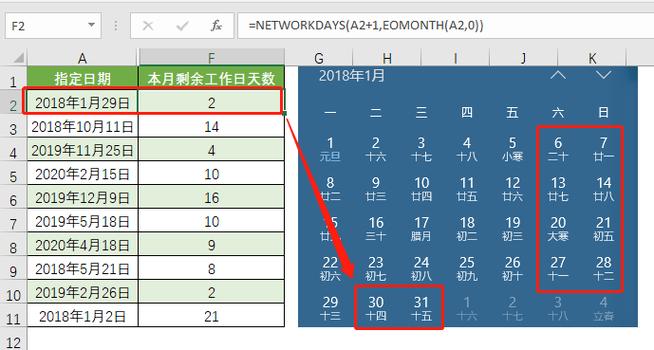 excel日期公式