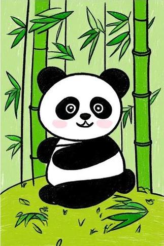 熊猫吃竹子图片简笔画
