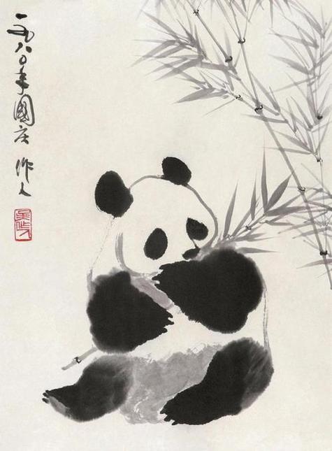 水墨画 熊猫