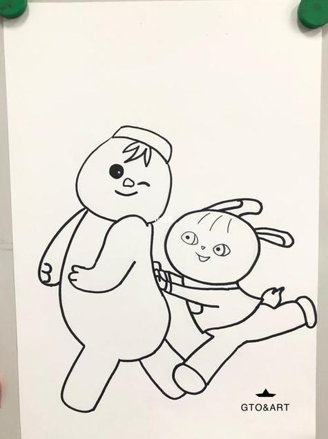 雪孩子图片 简笔画