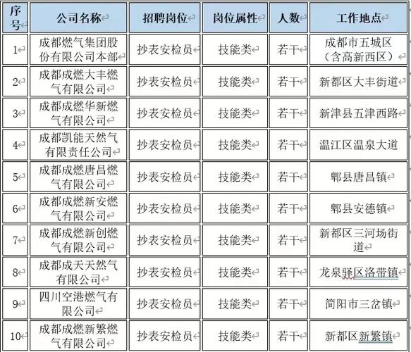 成都有几个燃气公司