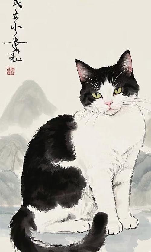 水墨画猫图片