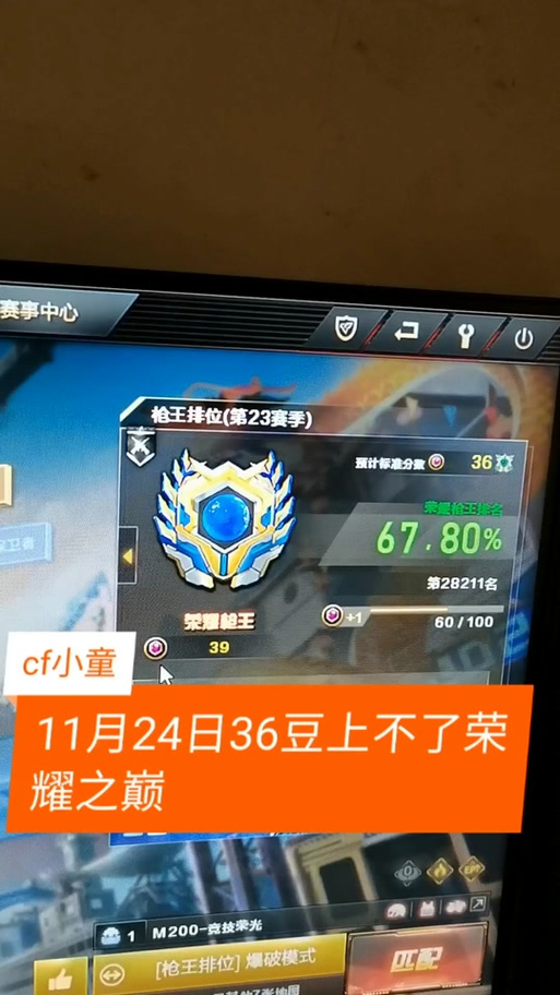 cf荣耀枪王排位等级