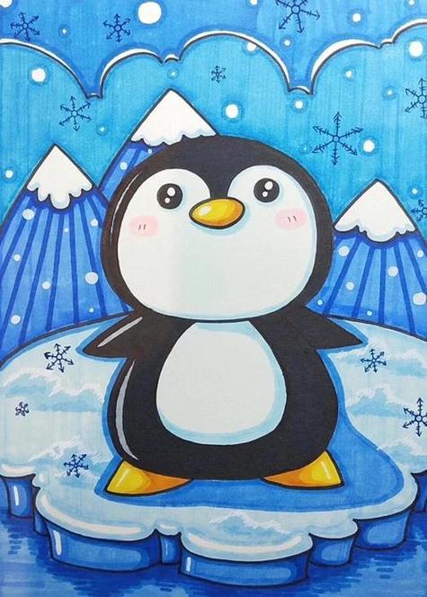 企鹅画画图片