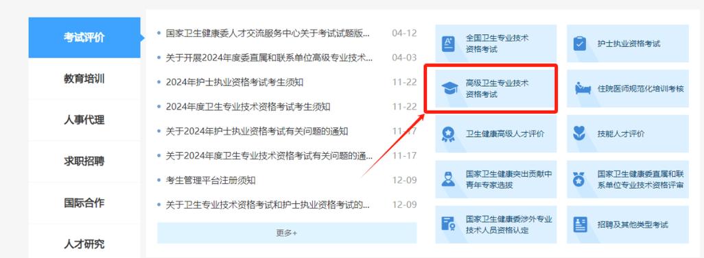 卫生高级职称考试网上报名入口截图