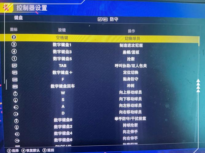 nba2k手柄键盘对照