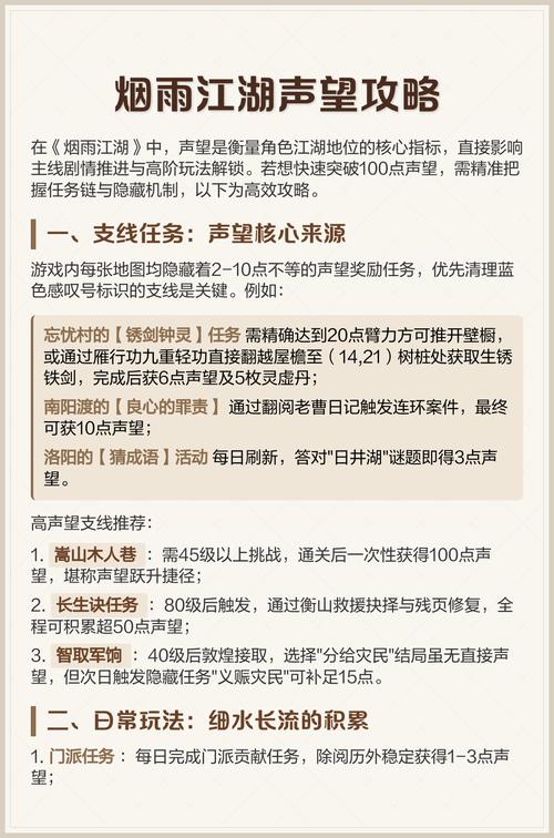 烟雨江湖快速100声望的方法