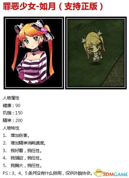 饥荒罪恶少女人物介绍