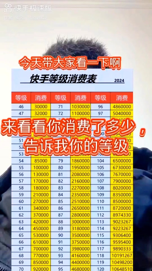 快手1到120级消费明细图标