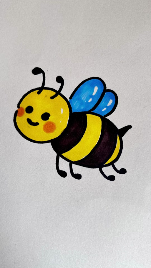 蜜蜂简笔画 可爱 涂色截图