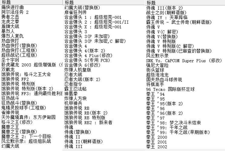 街机游戏大全目录缩略图