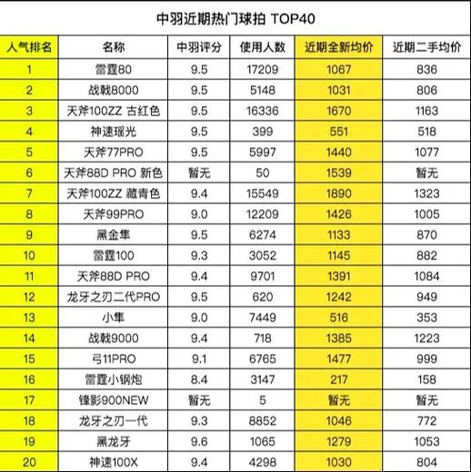 羽毛球拍子牌子排名