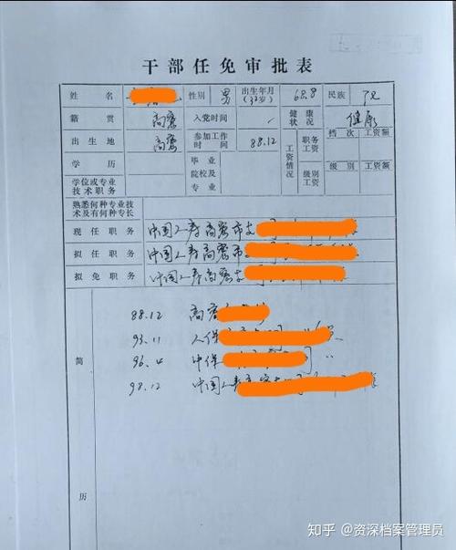 干部任免审批表两个职务截图