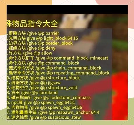 区域方块的指令缩略图