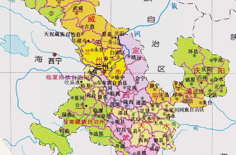 甘肃省地图各县市缩略图