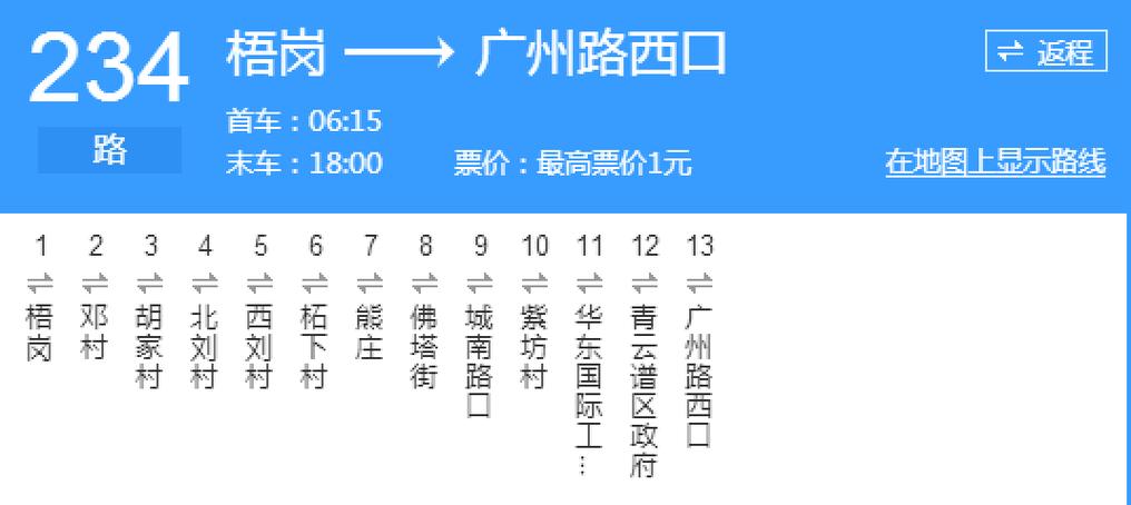 234路最新时刻表