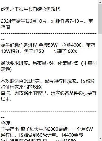 咸鱼之王金鱼资源消耗攻略缩略图
