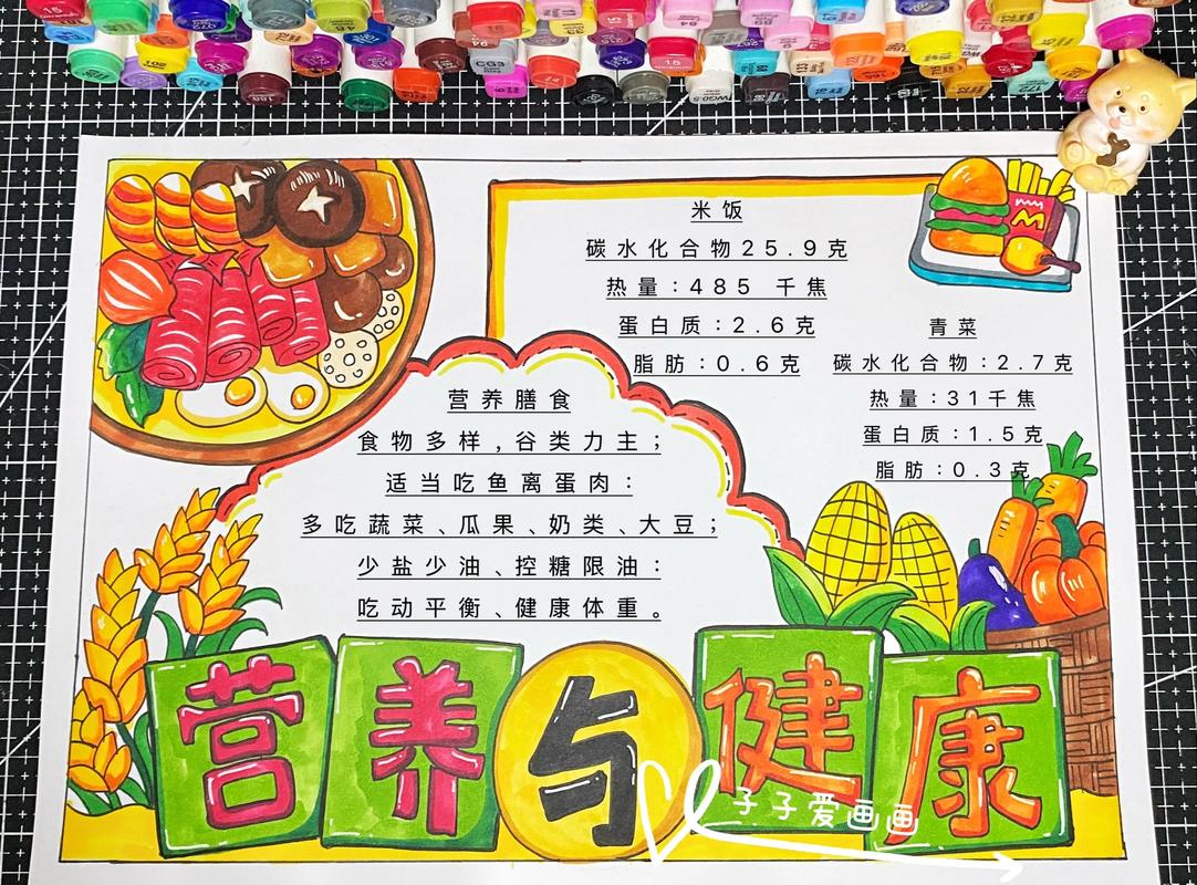 营养健康饮食手抄报图标