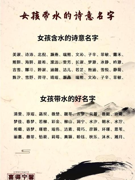 五行缺水的女孩名字