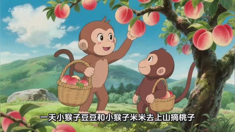 猴妈妈摘了15个桃子