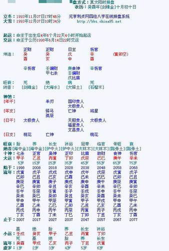八字元亨利贞网在线排盘截图