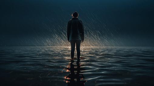 男人淋雨的图片伤感背影截图
