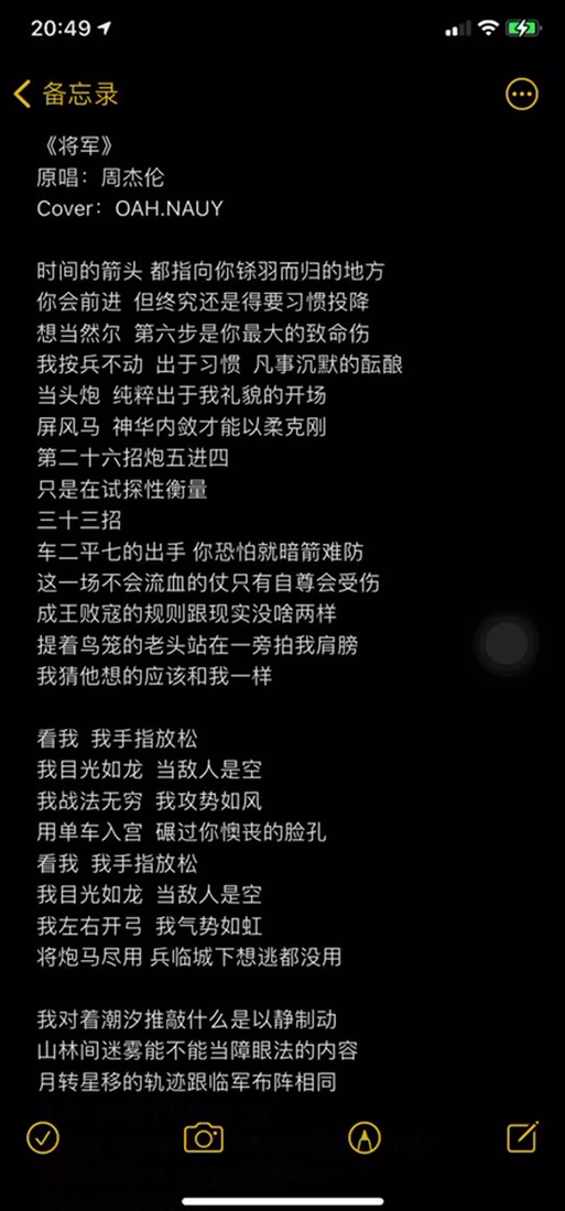 《将军》歌词完整版截图