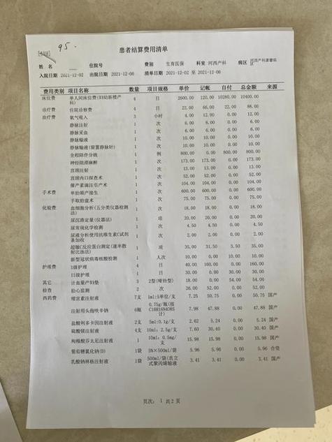 医院费用结算单图片