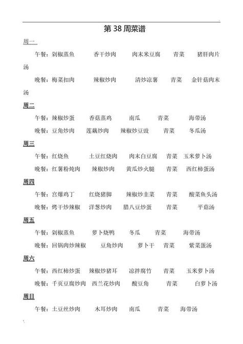 大食堂菜单