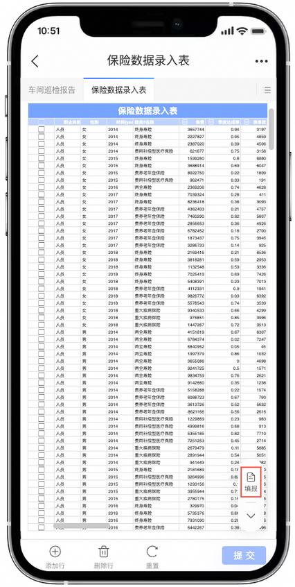 手机表格填写示例截图