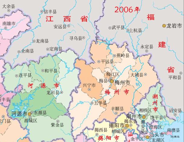 梅州地图各县分布图