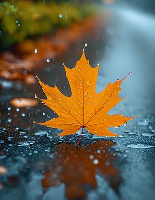 雨天枫叶落地高清图片缩略图