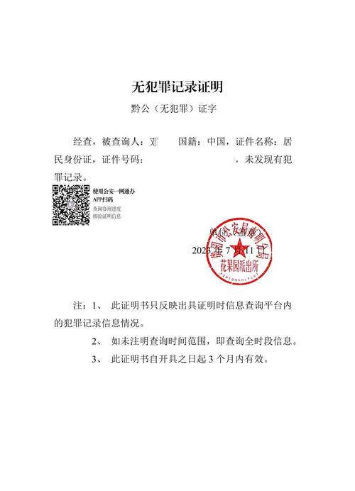 贵州无犯罪证明电子版图标