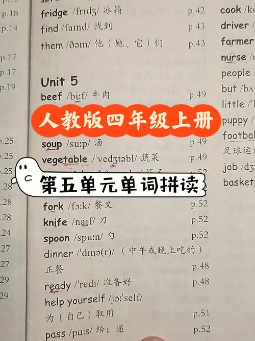 四年级上册英语人教版第五单元单词视频四年级上册英语跟读人教版免费第五单元单词截图