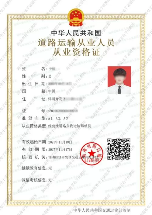 道路运输从业人员从业资格证电子版