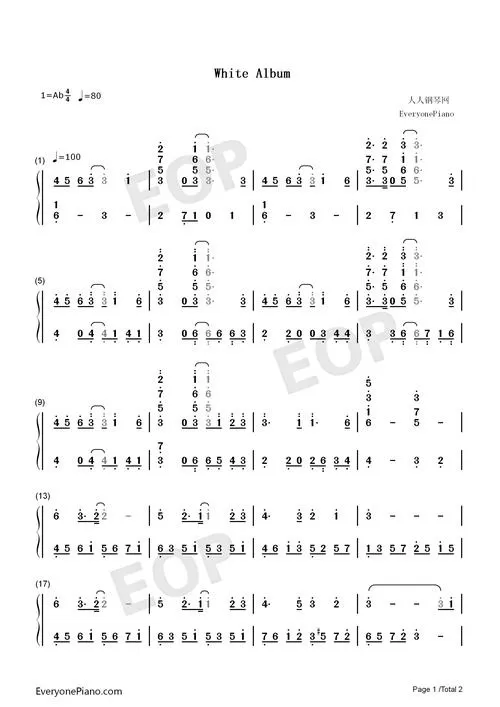 whitealbum数字简谱