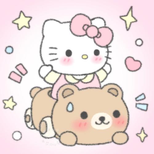 小熊提比和Kitty情侣头像截图