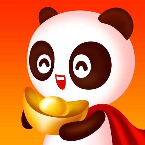 熊猫招财乐赚钱图标