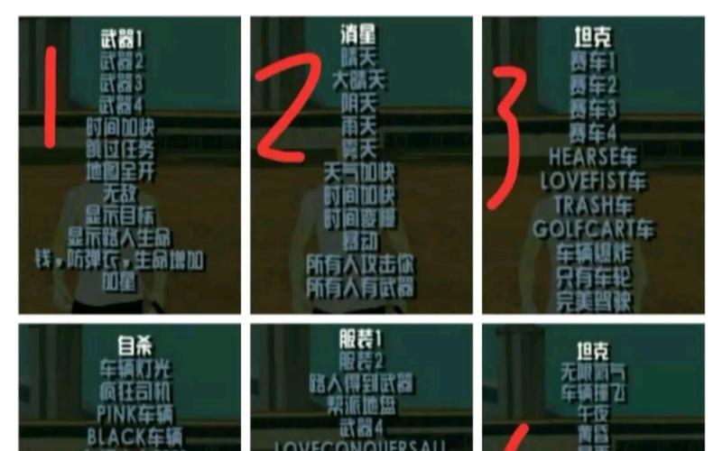 侠盗猎车手圣安地列斯内置作弊菜单截图